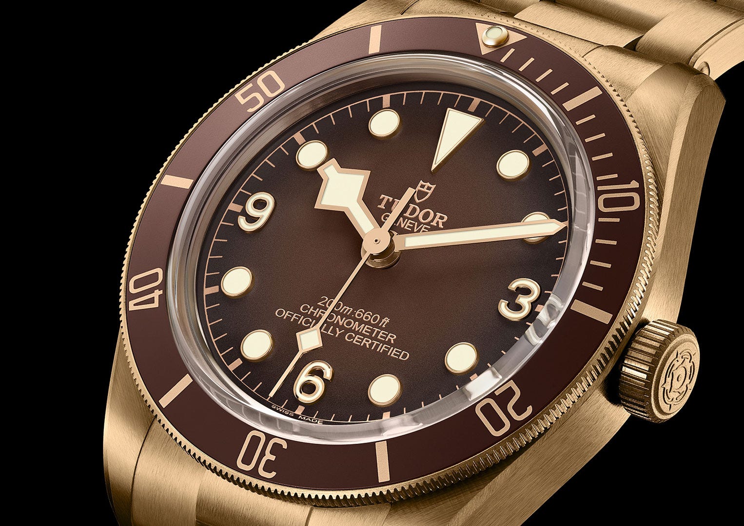 Spot the difference! The bronze version's dial features Arabic numerals