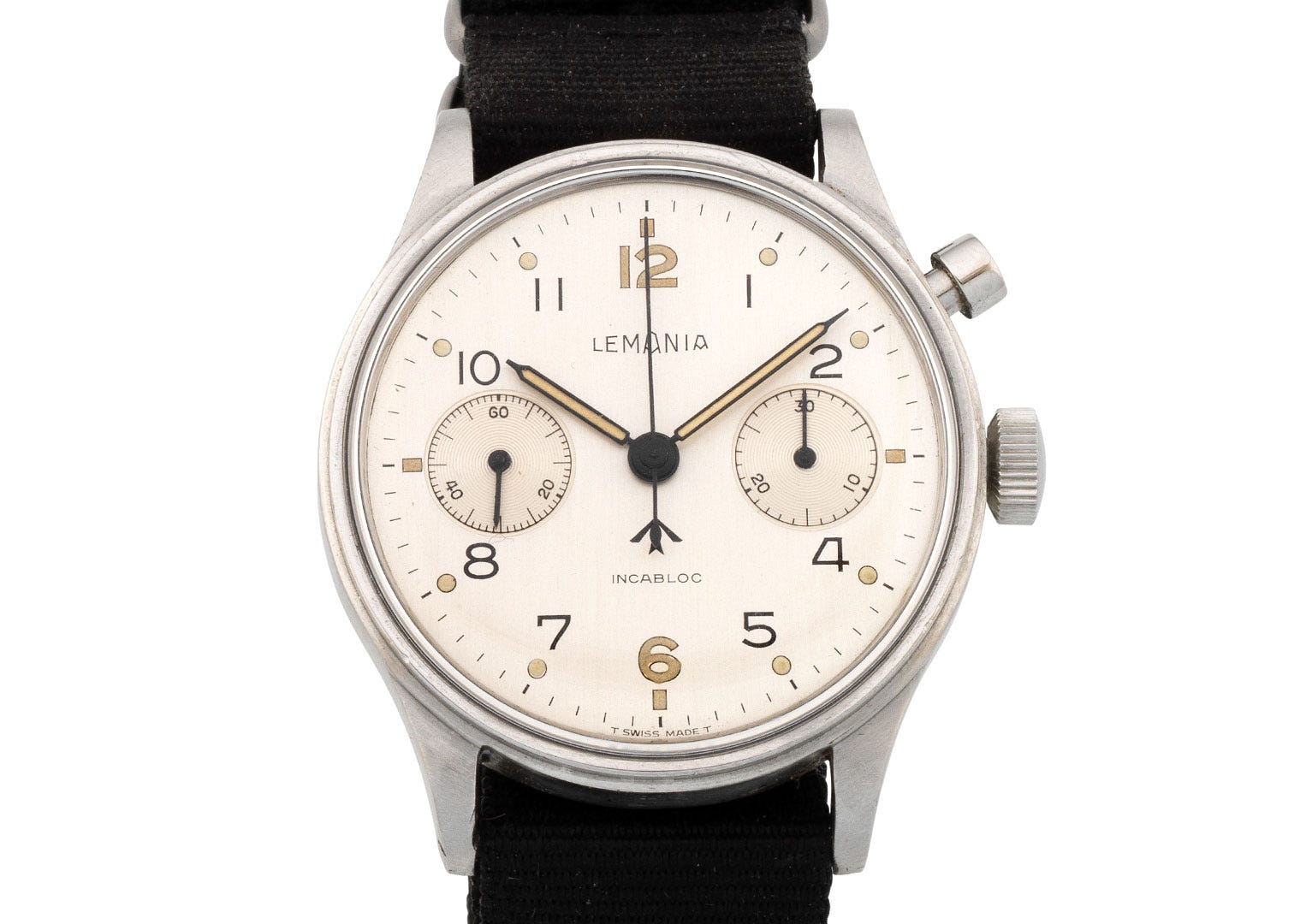 A Lemania military-issue chronograph, circa 1960, that sold for £2,125 at Bonhams in 2018